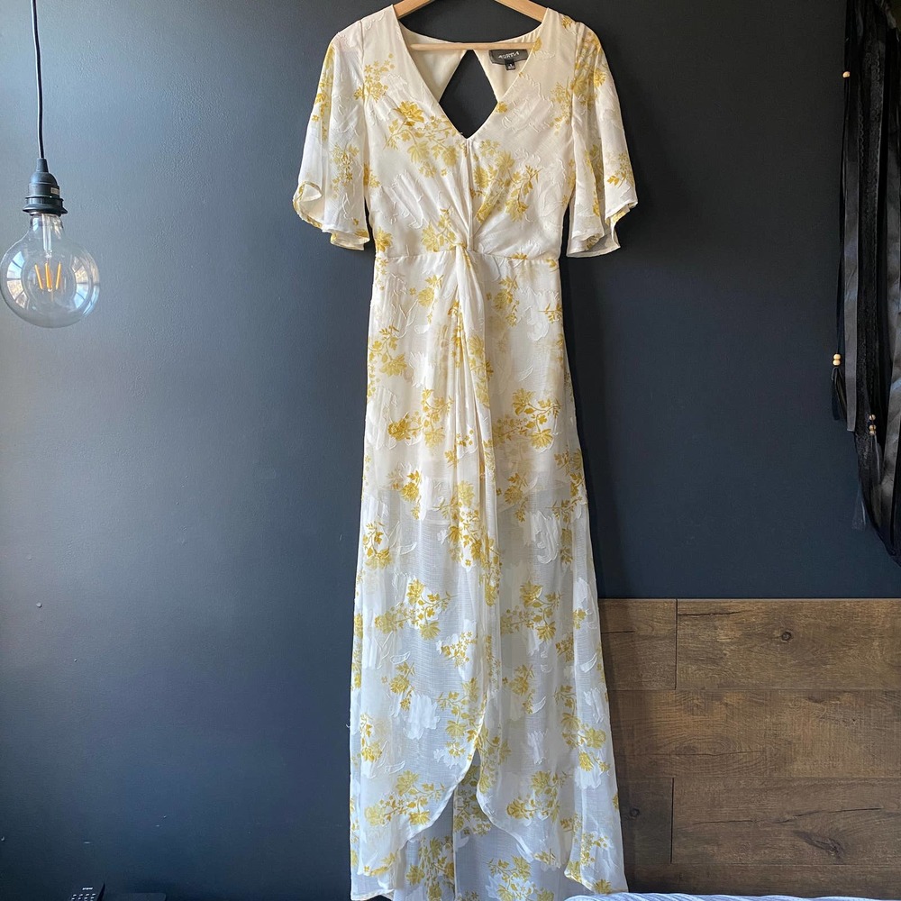 4SI3NNA Luna White and Yellow Floral Print Maxi Romper Small - Picture 5 of 16